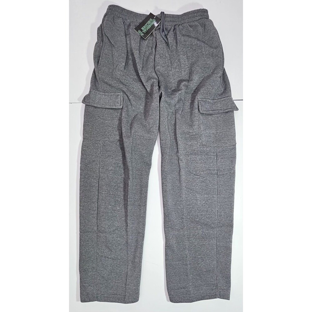 NWT Original Deluxe Mens Fleece Cargo Joggers Sweatpants Gray Size 2XL HK93295